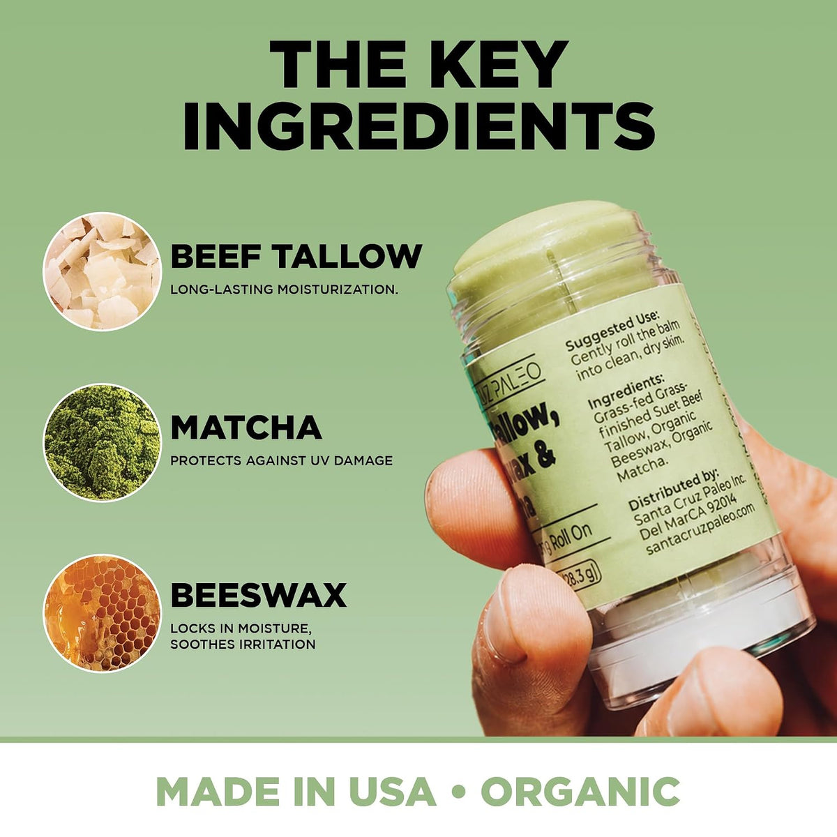 Santa Cruz Paleo Beef Tallow Matcha Moisturizing Balm