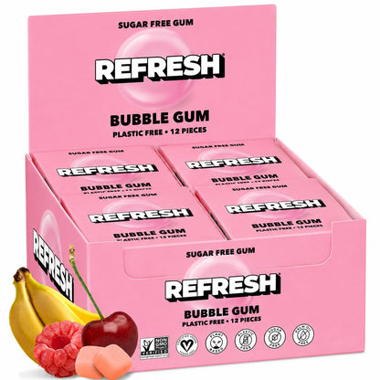 Refresh Sugar Free Chewing Gum with Xylitol, Garden Mint, 12 Pack