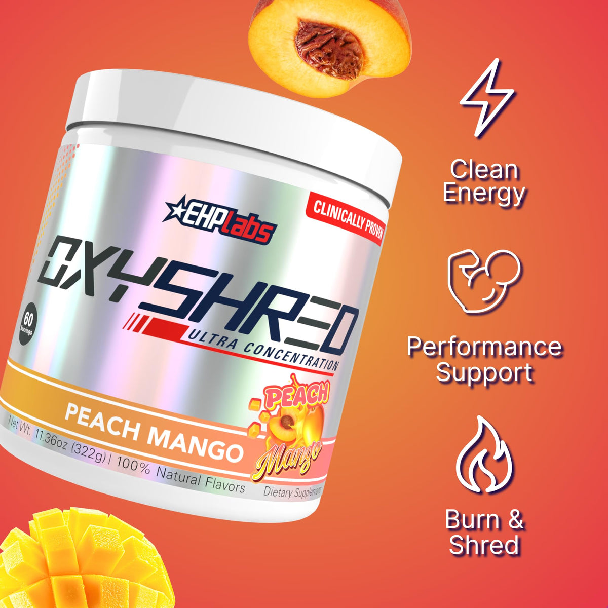EHP Labs OxyShred Pre Workout Powder - Preworkout Powder with L Glutamine & Acetyl L Carnitine, Energy Boost Drink - Cosmic Blast, 60 Servings