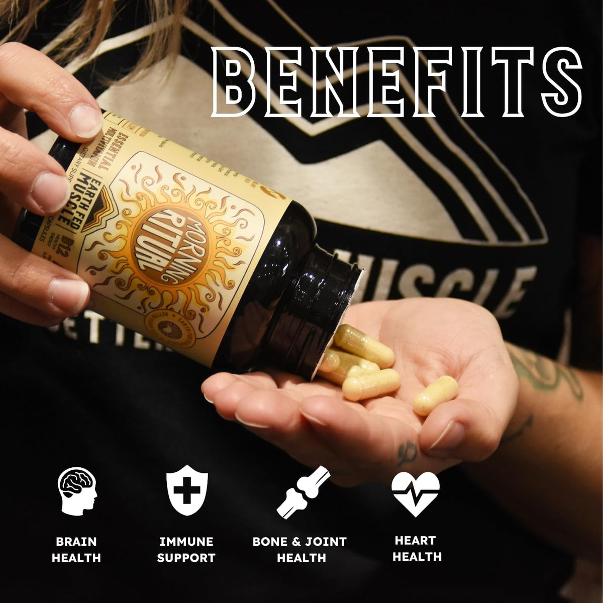 Earth Fed Muscle Morning Ritual Multivitamin for Men and Women | Supports General Health & Wellness, Multivitamin with Iron, Immune & Heart Support, 30 Day Supply, 60 Capsules