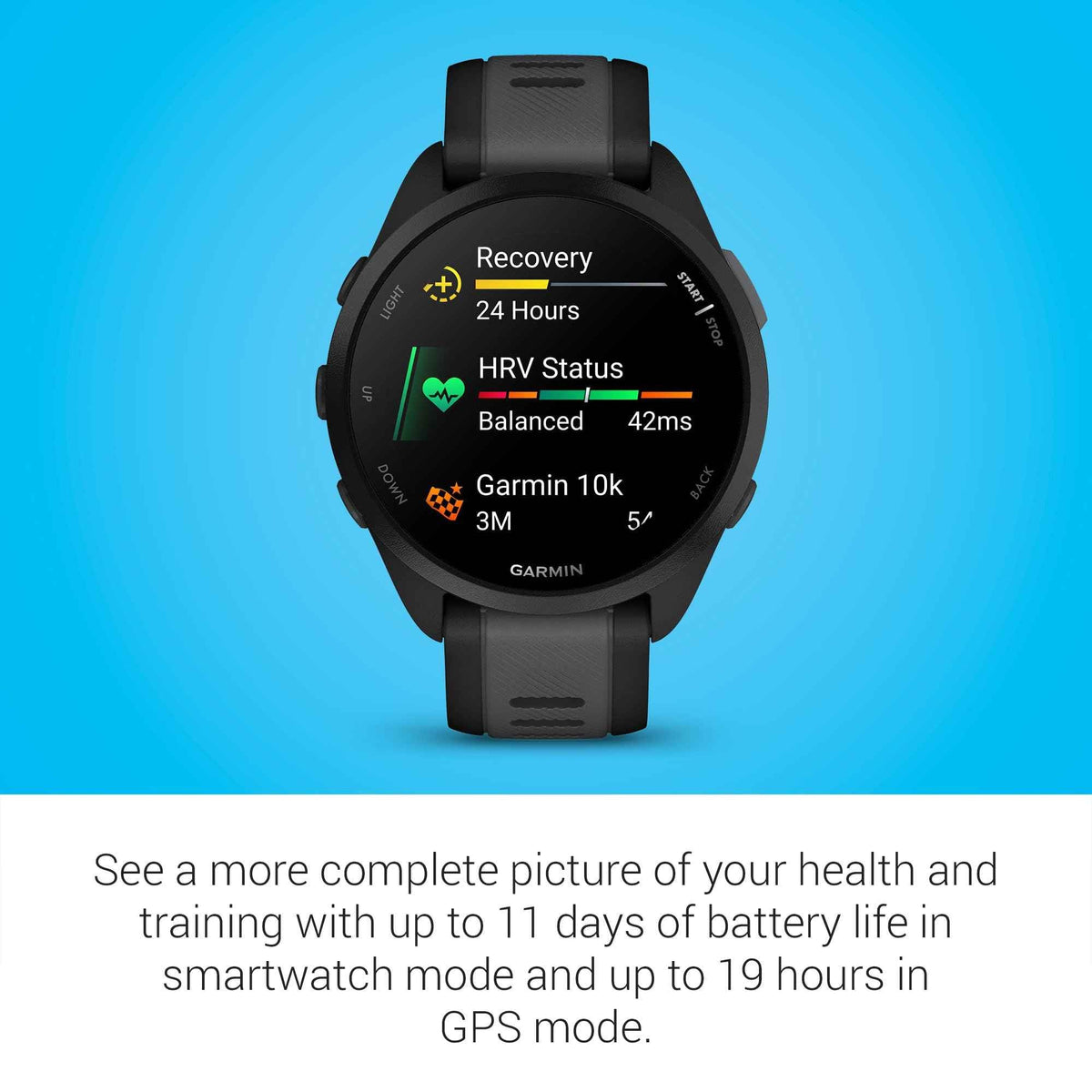 Garmin Forerunner® 165, Running Smartwatch, 43mm, Black
