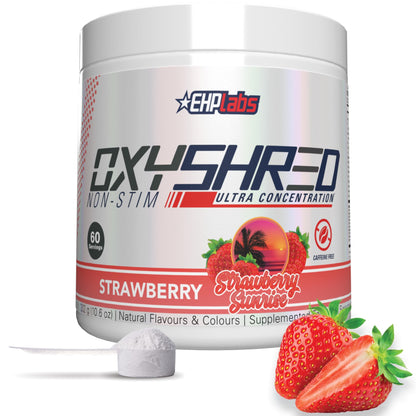 EHP Labs OxyShred Non Stimulant Pre Workout Powder - Stim Free Pre Workout, Caffeine Free Preworkout for Men & Women with L Glutamine & Acetyl L Carnitine - Peach, 60 Servings