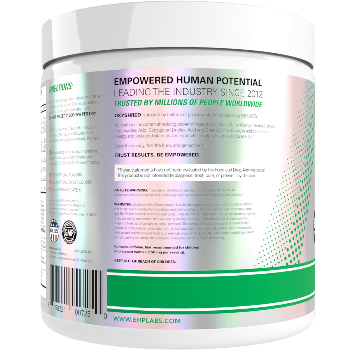 EHP Labs OxyShred Pre Workout Powder - Preworkout Powder with L Glutamine & Acetyl L Carnitine, Energy Boost Drink - Cosmic Blast, 60 Servings