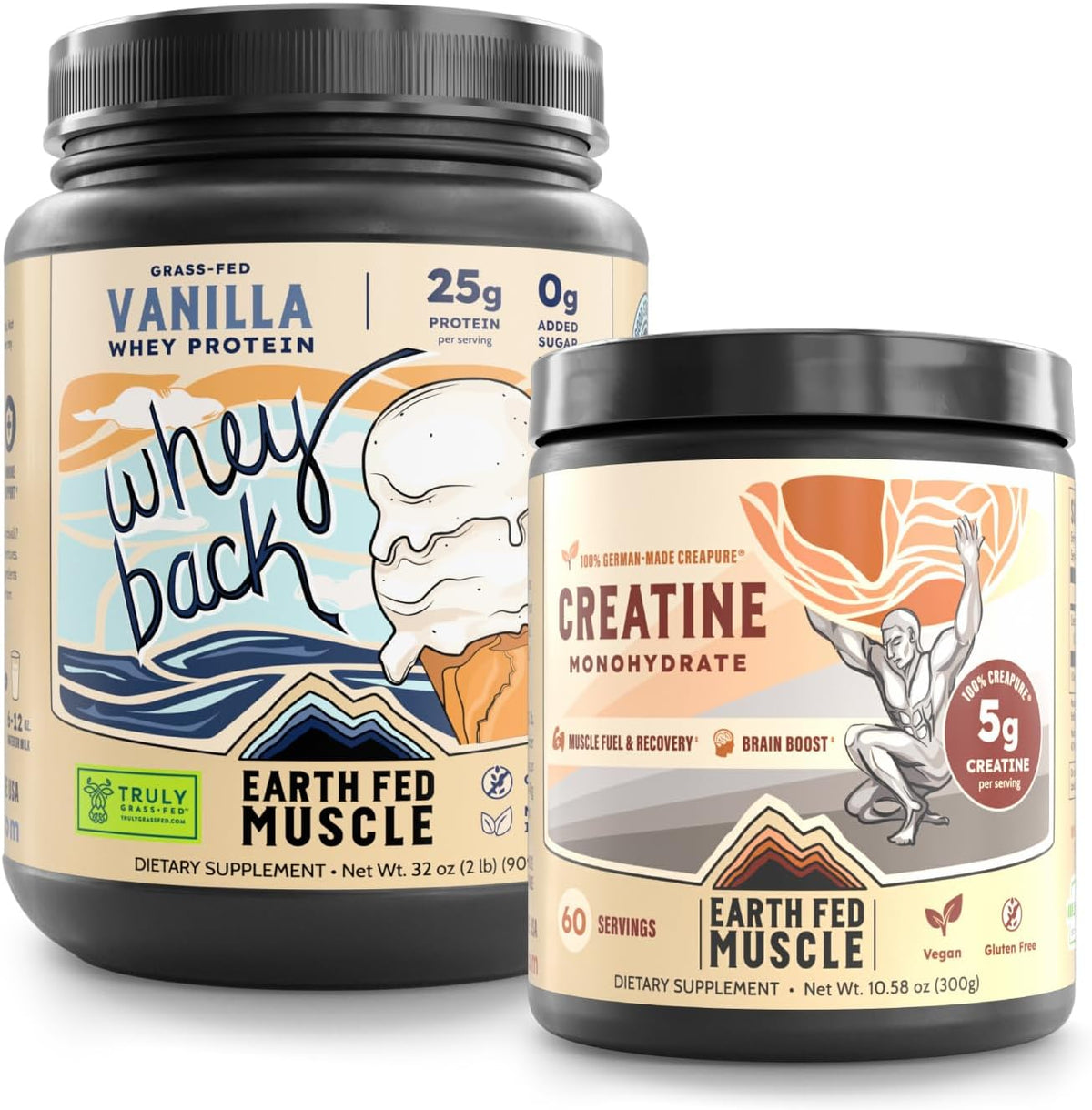 Earth Fed Muscle Vanilla Whey & Creapure Creatine Performance Bundle