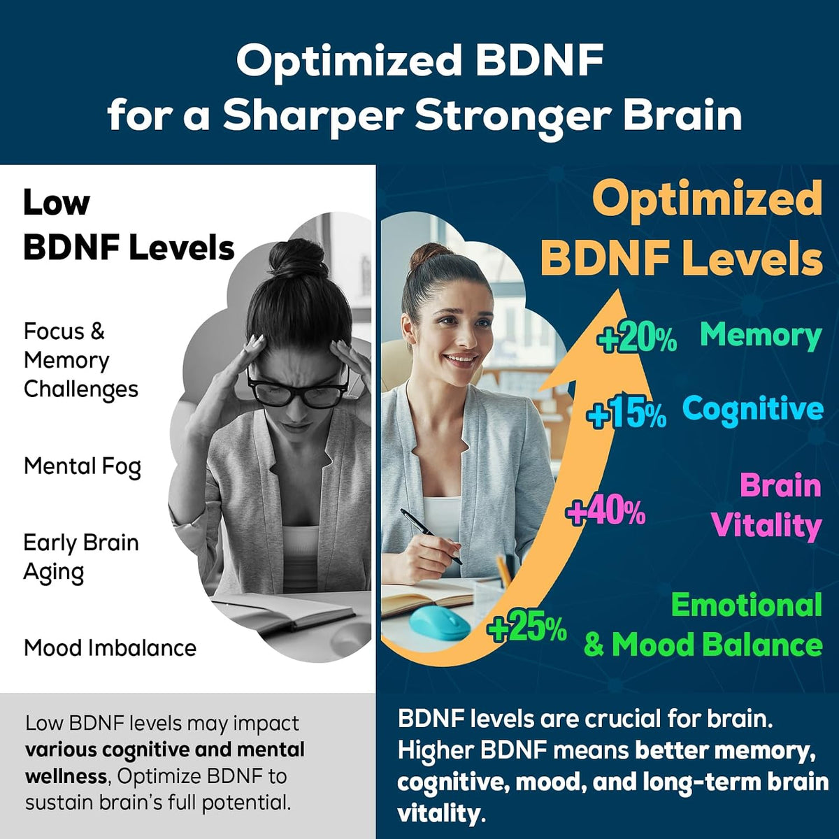 Nootropic Brain Supplement for Memory and Focus – BDNF Optimizer – Cognitive, Mental Clarity & Mood – High Absorption – Organic Lion's Mane, L-Theanine, Ginkgo Biloba & Alpha GPC – 60 Tablets