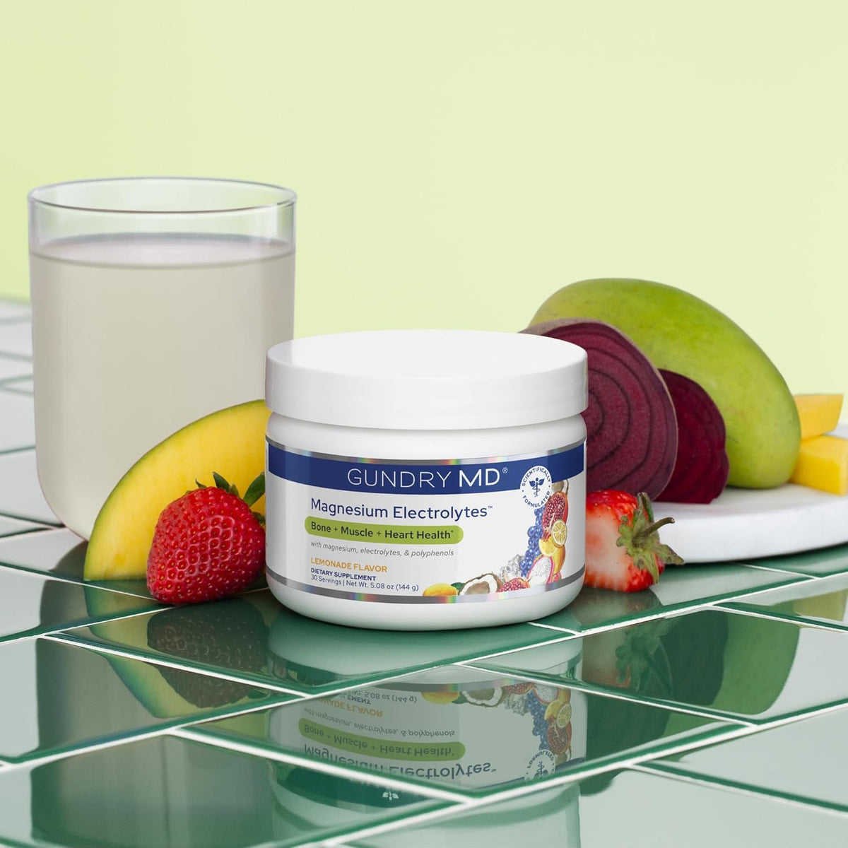 Gundry MD® Magnesium Electrolytes, Lemonade Flavor Powder, 30 Servings | Marine-Sourced Magnesium, Key Electrolytes, Easy Absorption, Supports Hydration & Restorative Sleep, No Artificial Sweeteners