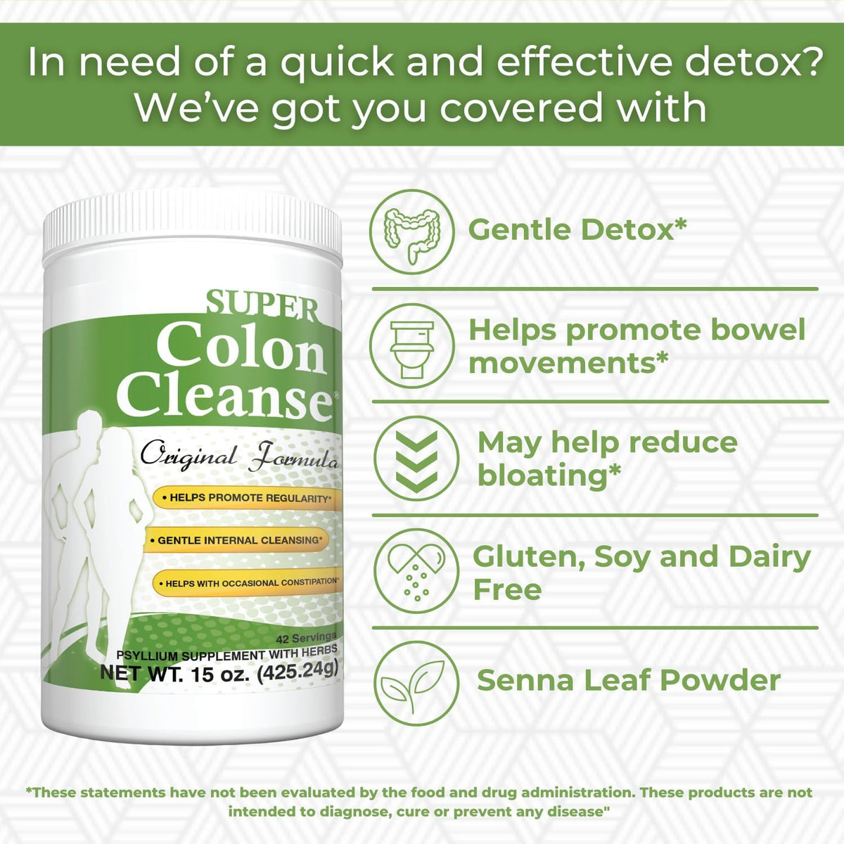 Health Plus Super Colon Cleanse Original Formula Powder, 15 oz, 42 Servings | Classic formula with psyllium husk and senna leaf; may support occasional constipation relief and digestive regularity