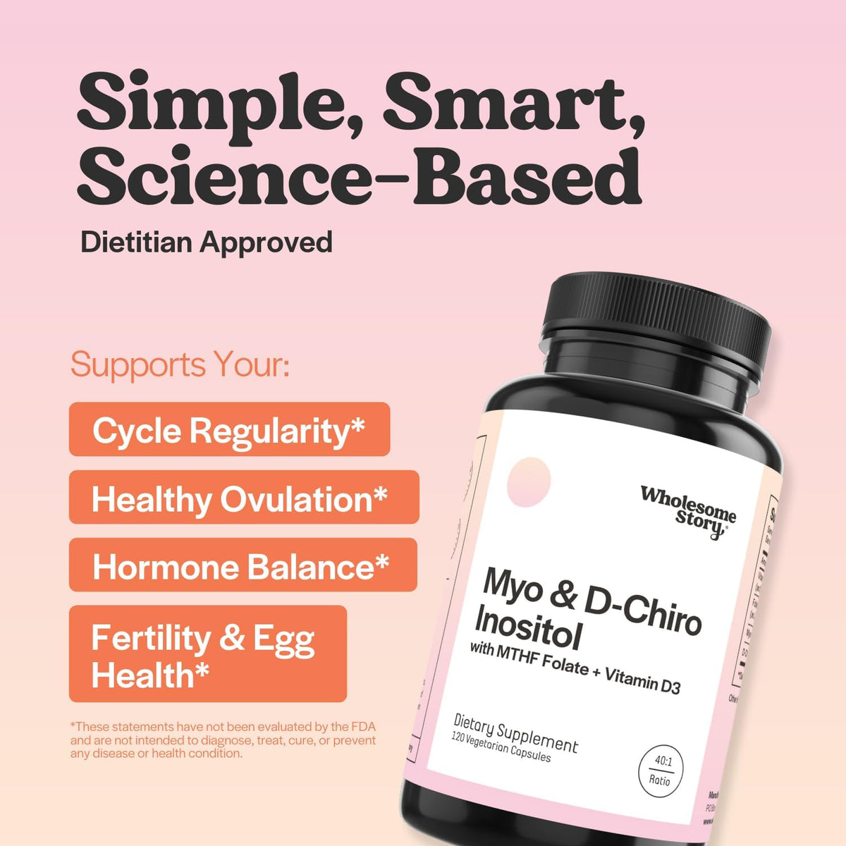 Spearmint + Myo & D Chiro Inositol, MTHF & VIT D3 | Organic Spearmint Capsules + Myo-Inositol & D-Chiro Inositol, MTHF & Vitamin D | Supports Hormone Balance, Digestion & Gut Health | 30 Day Supply