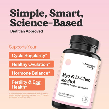 Spearmint + Myo & D Chiro Inositol, MTHF & VIT D3 | Organic Spearmint Capsules + Myo-Inositol & D-Chiro Inositol, MTHF & Vitamin D | Supports Hormone Balance, Digestion & Gut Health | 30 Day Supply