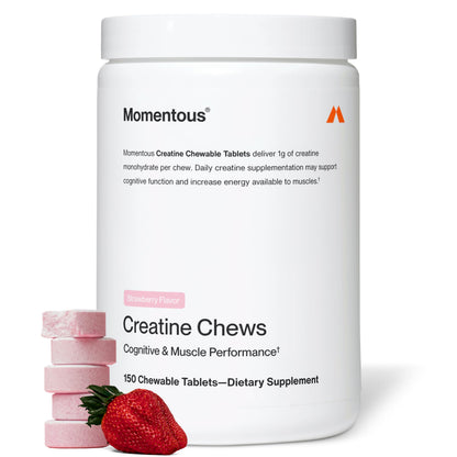 Momentous Creatine Chews - Creatine Monohydrate - Supports Strength, Lean Muscle, & Recovery for Men & Women - NSF Certified for Sport - 150 Chewable Tablets - Lemon Lime