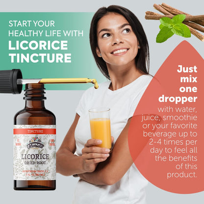 Licorice Tincture, Organic Licorice Extract (Glycyrrhiza Glabra) Dried Root, Herbal Supplement, Non-GMO in Cold-Pressed Organic Vegetable Glycerin 2 oz, 670 mg