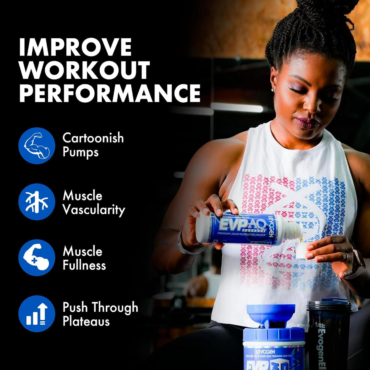 Evogen EVP 3D + EVP AQ Bundle | Stim Free Pre Workout Powder & Liquid Glycerol Volumizer for Men & Women | Beta Alanine, Creatine, Nitric Oxide & Hydration Formula | Sour Candy + Unflavored