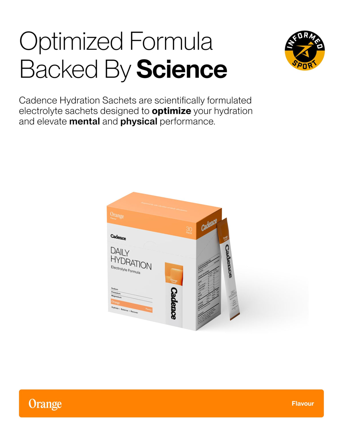 Cadence Sachets Core Melonberry - Carton (5g x 30) Science-Backed Hydration | Electrolyte Formula + Caffeine | Vegan, Keto & Paleo Friendly | Sodium, Potassium & Magnesium for Performance & Recovery