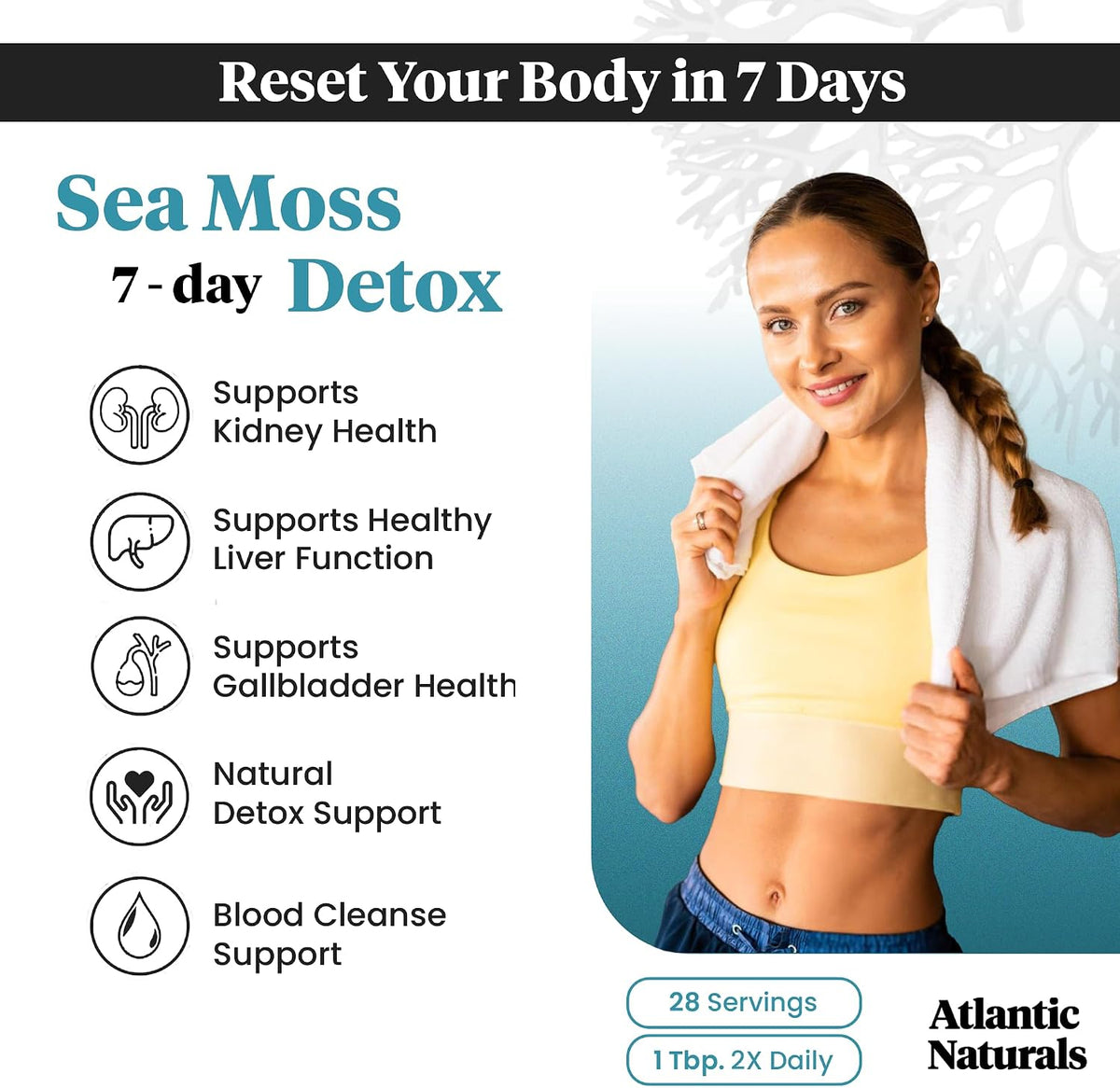 Atlantic Naturals Sea Moss Superfood Bundle - Sea Moss with Shrooms Gummies & 7-Day Kidney, Liver & Gallbladder Cleanse - Defense, Focus & Detox Support - Lion's Mane, Reishi, Dandelion Root & More