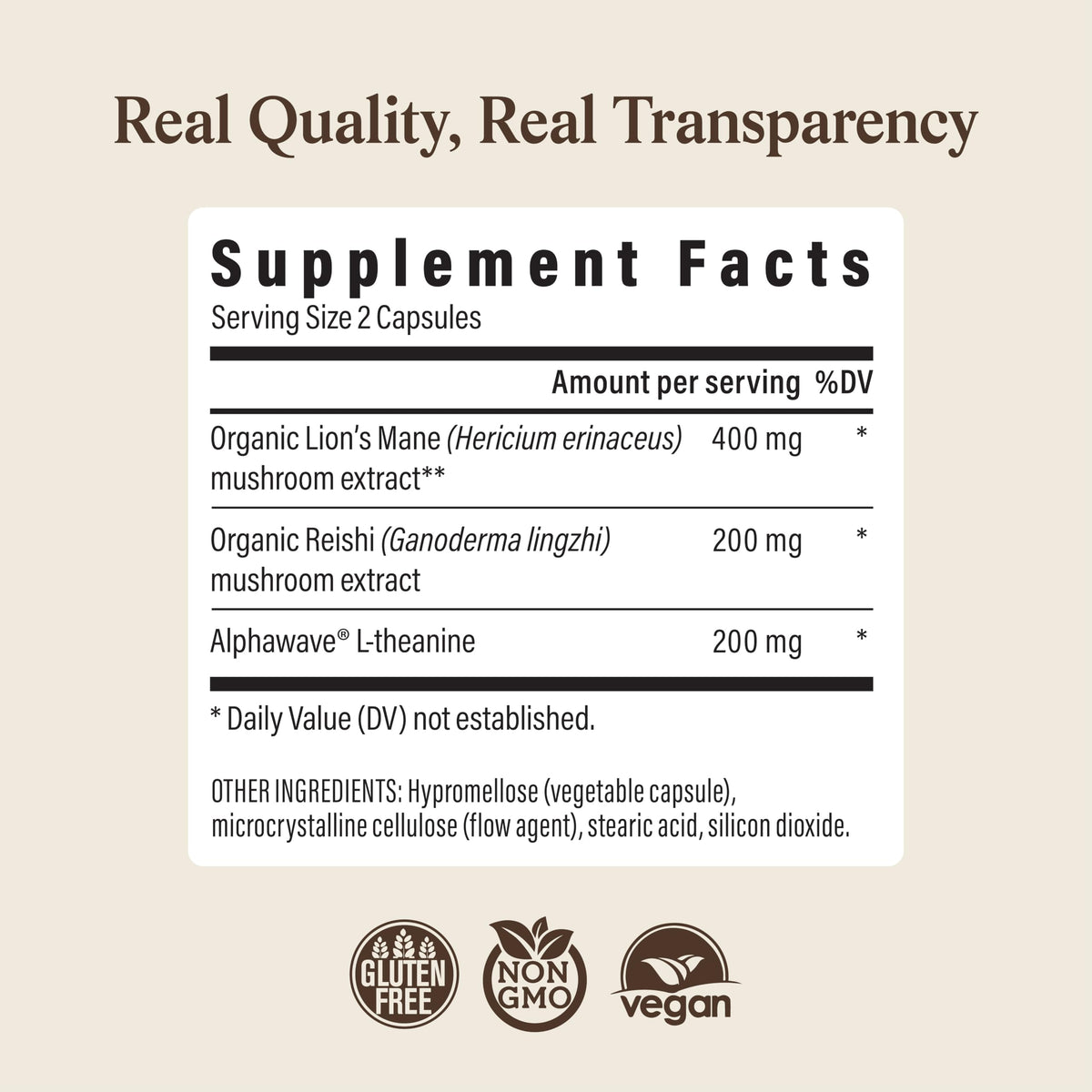 Real Mushrooms Reishi Mushroom Capsules - Handpicked Organic Mushroom Extracts - Red Reishi for Tranquil Daily Wellness with Verified Beta Glucans Vegan, Non-GMO, No Grain Fillers, 90 ct