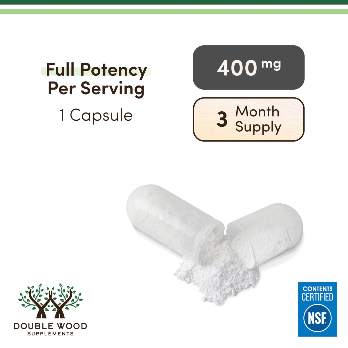 Magnesium Glycinate 400mg | 180 Capsules | Sleep, Muscle, & Heart Support | Vegan, Third Party Tested, Gluten Free, Non-GMO, by Double Wood Supplements