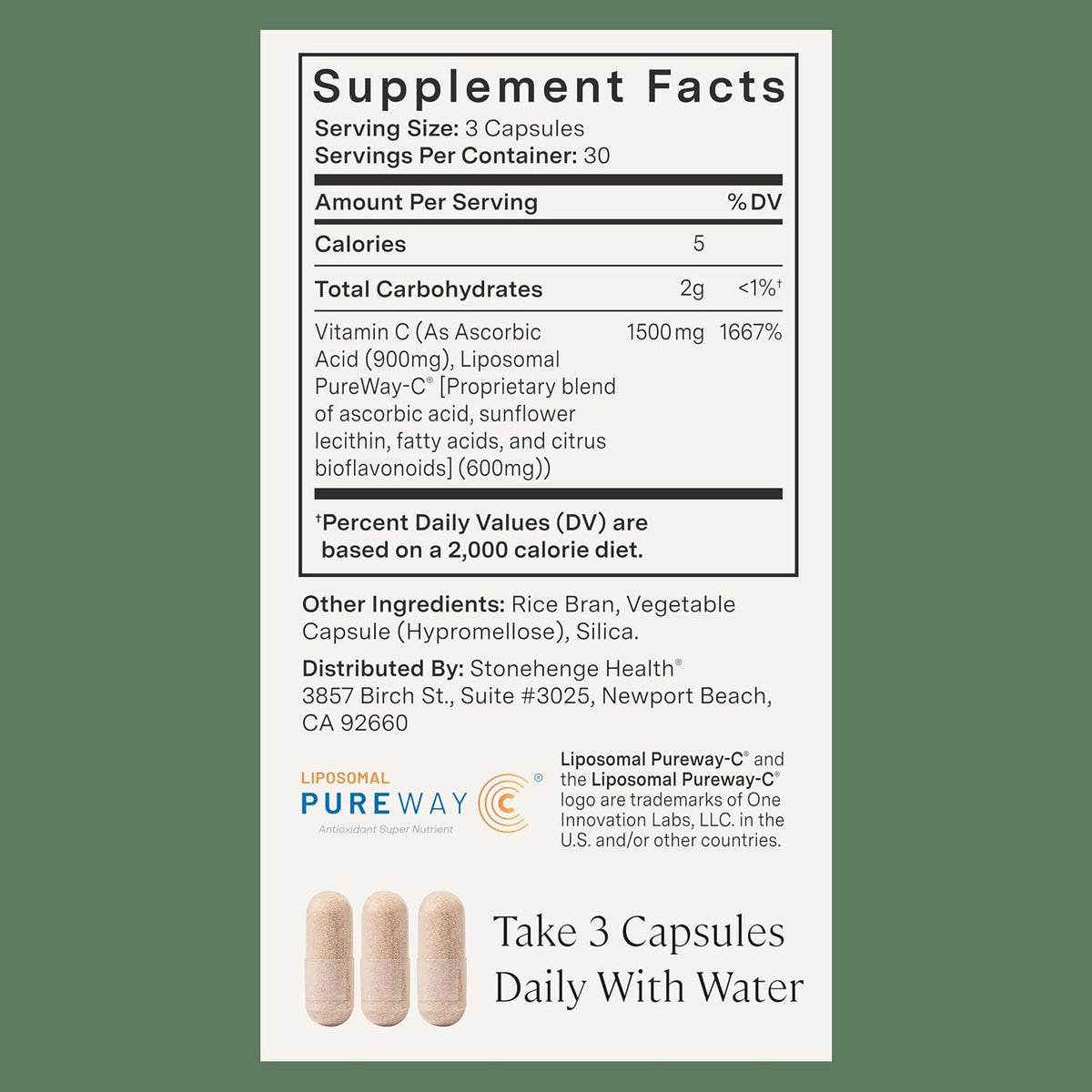 Stonehenge Health Dynamic Liposomal Vitamin C 1500mg - 90 Capsules - Advanced Formula - Phospholipids sourced from Non-GMO Sunflower, Supports Healthy Immune System (Pack of 3)