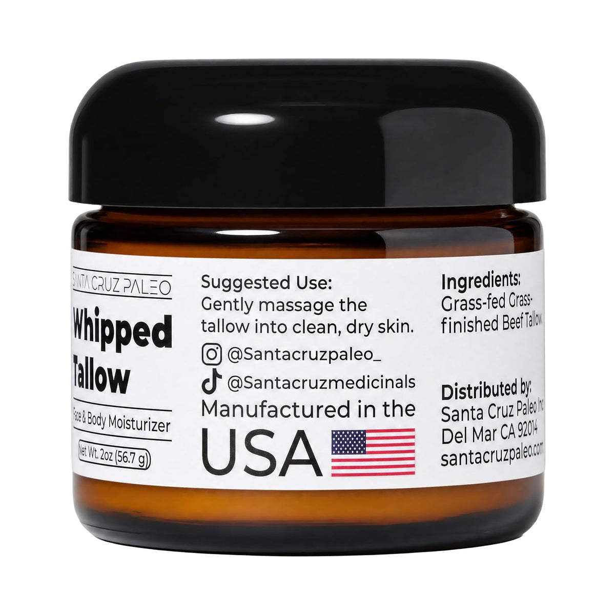 Santa Cruz Paleo Whipped Tallow Face & Body Moisturizer (2oz Pack of 1)