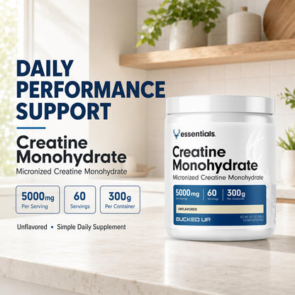 Bucked Up Pure Micronized Creatine Monohydrate for Women and Men - Easy to Mix and Unflavored - 5G Per Serving - 50 Servings - 250 Grams Per Container