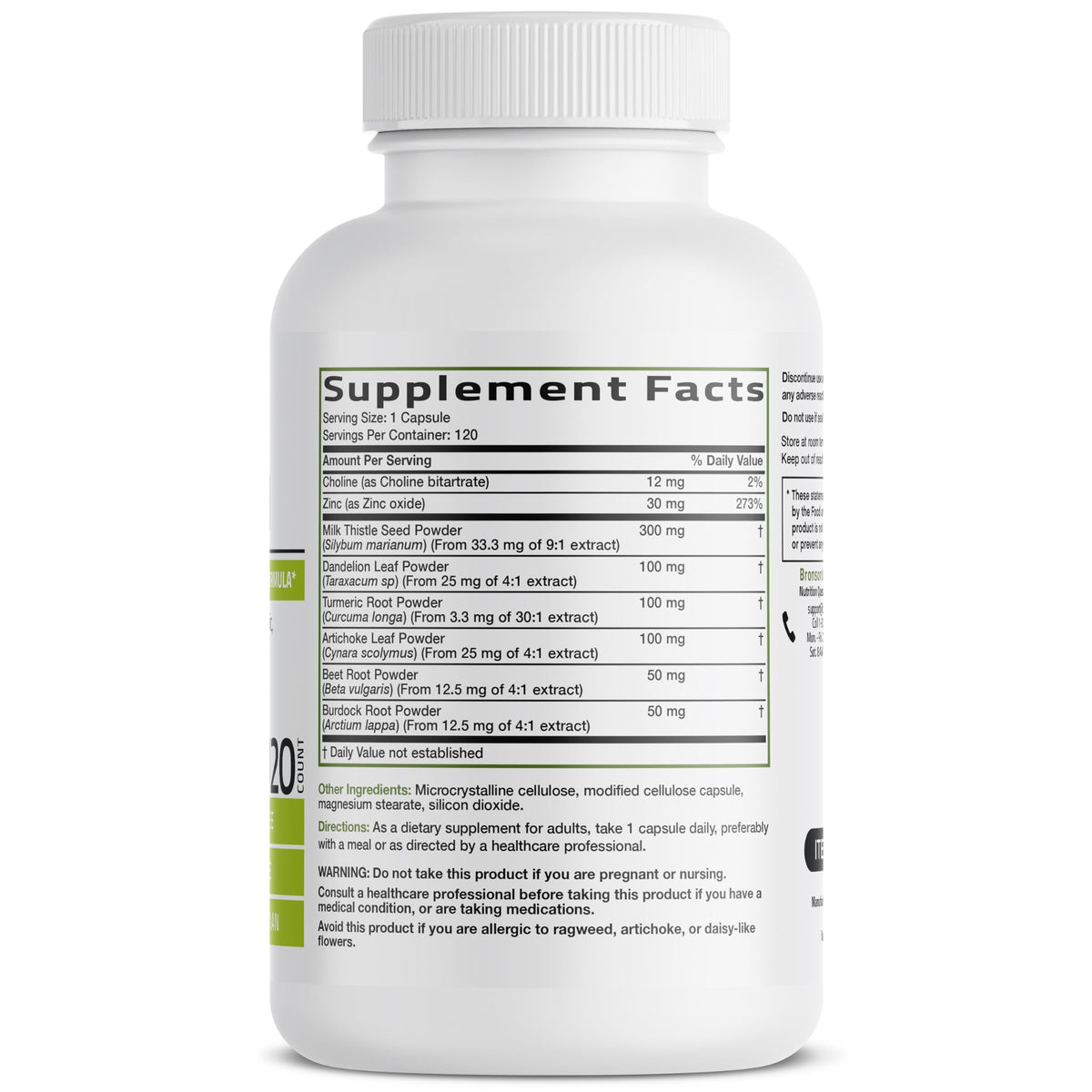 Bronson Liver Detox Advanced Detox & Cleansing Formula 60 Capsules | Liver Health Support with Milk Thistle, Dandelion Extract, Turmeric, Artichoke Leaf & Beet Root, Non-GMO, Soy-Free