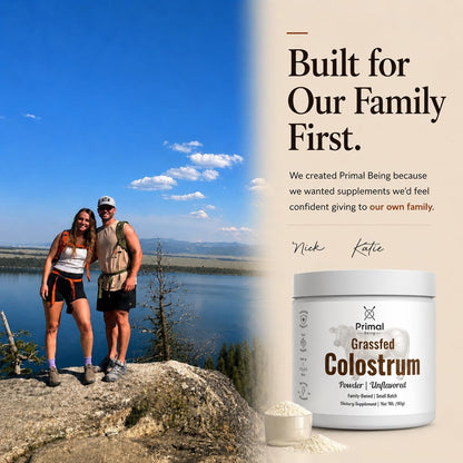 Primal Being Grassfed Beef Colostrum - Supports Immune Function, Gut Health, Hair, Anti-Aging, Athletic Performance, Recovery - 90 Grams unflavored Powder, 3000 mg per Serving