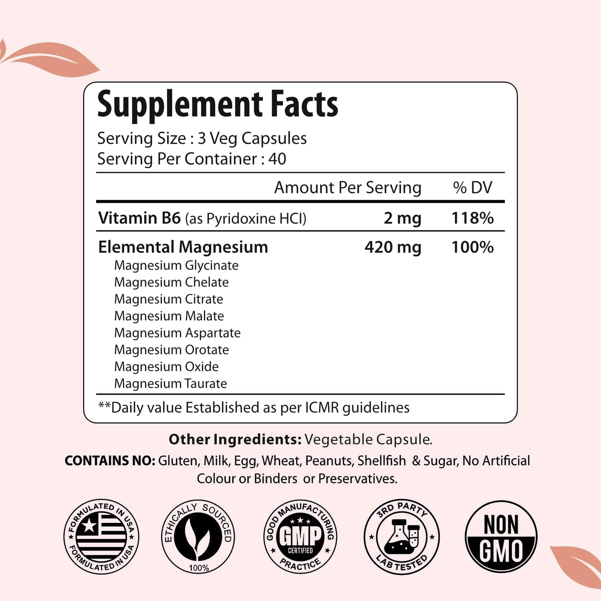 Magnesium Complex 420mg, 8-in-1 Blend with Glycinate, Chelate, Citrate & Malate, 120 Capsules, 40 Day Supply, Non-GMO & Gluten Free High Absorption Magnesium Supplement for Men and Women