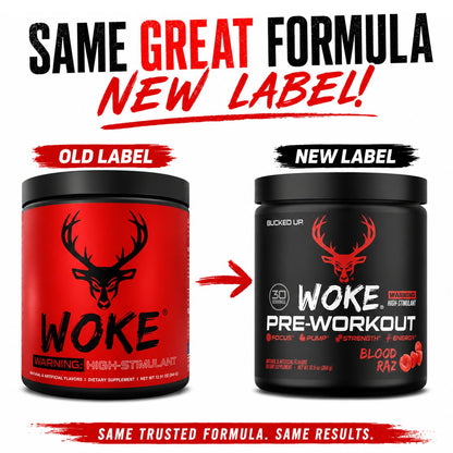 Bucked Up - Woke - HIGH STIM Pre Workout - Best Tasting - Focus Nootropic, Pump, Strength and Growth, 30 Servings (Rocket Pop)