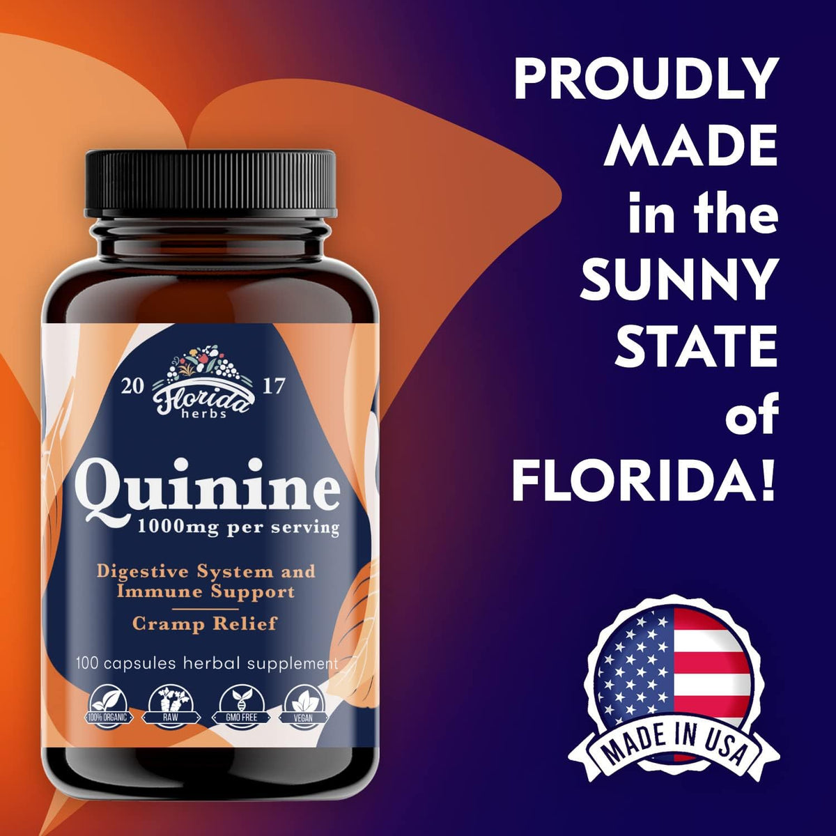 Quinine for Leg Cramps 1000 mg - 110 Capsules - Cinchona Bark Extract Supplement - Quinine Capsules - Vegan, Non - GMO