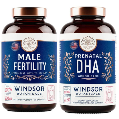 WINDSOR BOTANICALS Male Fertility Supplement and DHA with Folic Acid Prenatal Bundle