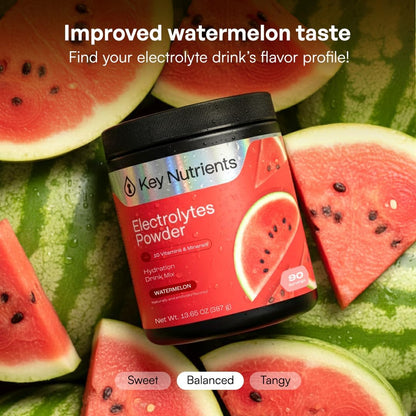 KEY NUTRIENTS Electrolytes Powder Bundle, Juicy Watermelon 90 Servings Jar + Tangy Orange 90 Servings Jar, Sugar Free Hydration Drink Mix with Vitamins & Minerals, No Calories