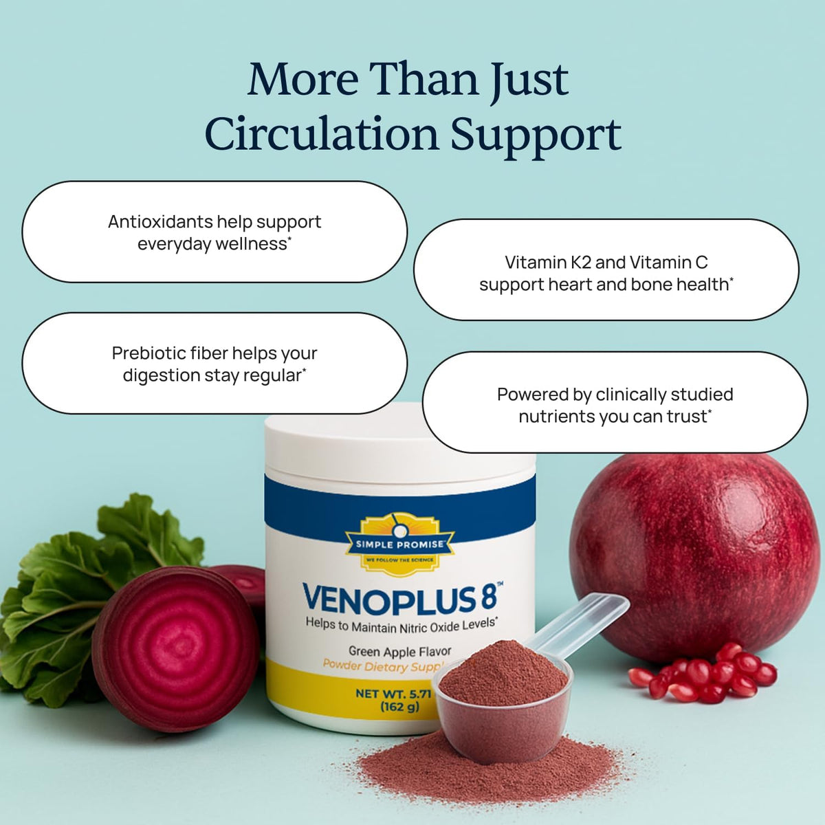 VenoPlus 8 - Beet Root Nitric Oxide Supplement for Men and Women - Green Apple