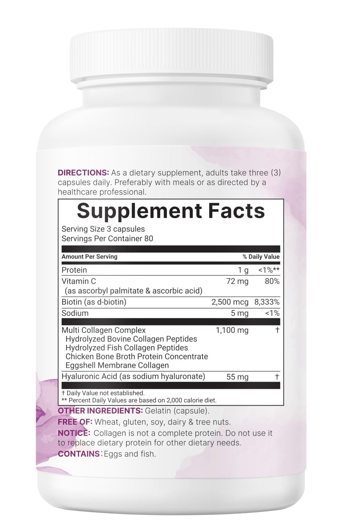 Micro Ingredients Multi Collagen Peptides Pills, 240 Capsules | For Women & Men. Type I, II, III, V, X. Hydrolyzed Collagen Supplement with Biotin, Hyaluronic Acid & Vitamin C. Filler Free.