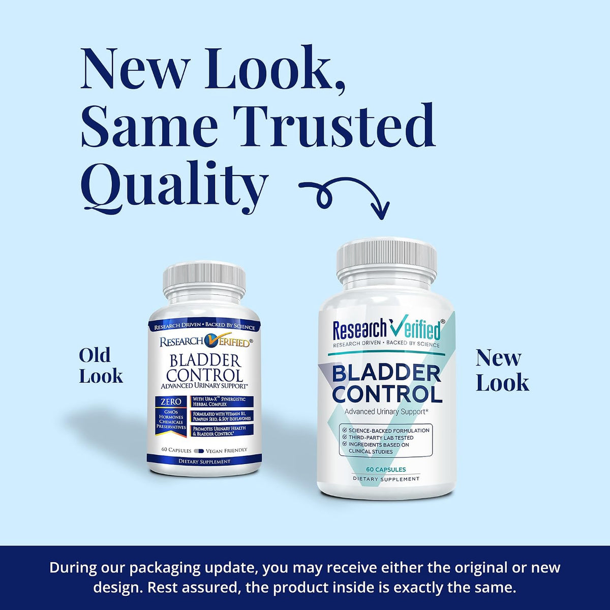 Research Verified Bladder Control - Leakage & Urgency - Pumpkin Seed, Soy Isoflavones, Thiamine - 60 Vegan Capsules - Pack of 1