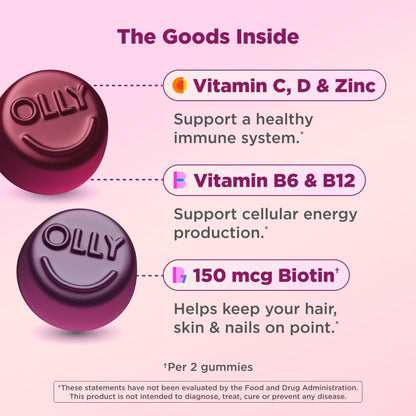 OLLY Women's Multivitamin, Supports Overall Wellness,* Biotin - 90 Count