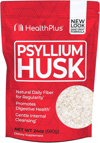 Health Plus Daily Psyllium Husk Fiber, 24 oz, 96 Servings | Pure psyllium husk fiber supplement; helps with occasional constipation, supports daily regularity, and keto baking uses