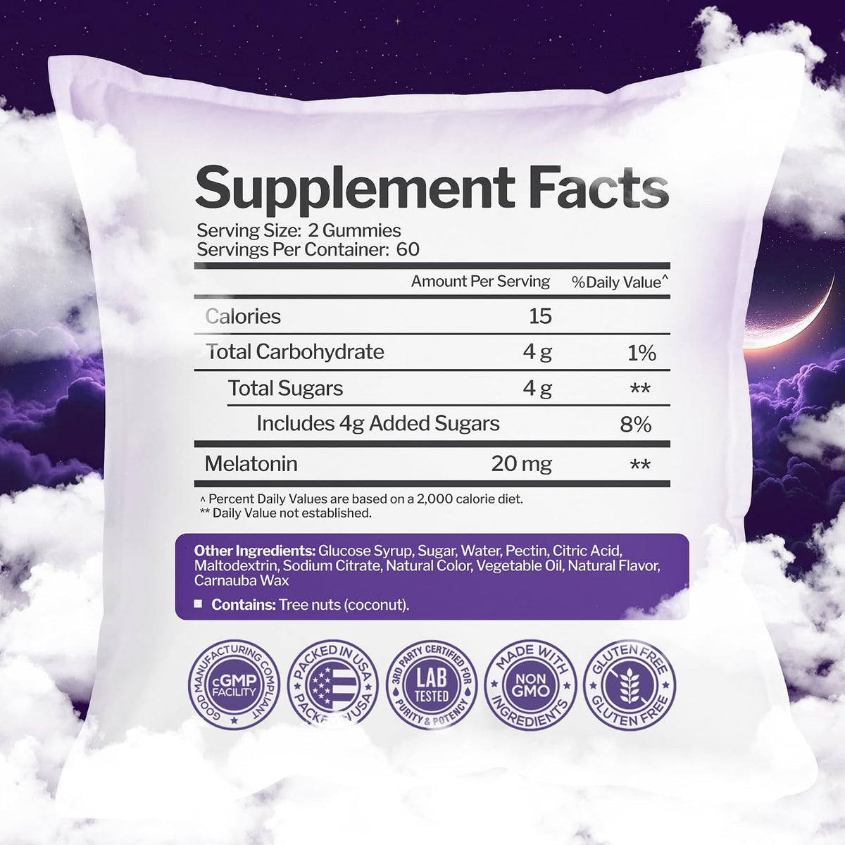 Melatonin 20mg Gummies (120 Count) - Maximum Strength Sleep Support for Adults with 10mg of Melatonin Per Gummy - Gluten-Free, Vegetarian, Great Tasting Mixed Berry Flavor - 60 Servings