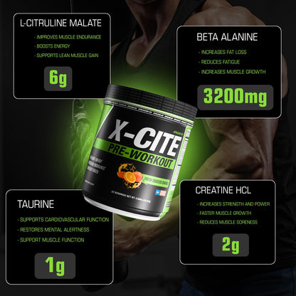 X-CITE Pre-Workout by ATHLEAN-X - Enhanced Formula with Beta-Alanine, Creatine & Caffeine for Ultimate Energy, Endurance, Focus & Muscle Pump, NSF Certified for Sports (Cherry Lemon Ice)