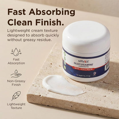 Glucosamine Plus Chondroitin Cream with MSM & Collagen, Supports Healthy Joints, Joint & Muscle Pain Relief, Improves Mobility, Fast Absorption, and Moisturizes Skin, 4 Oz.