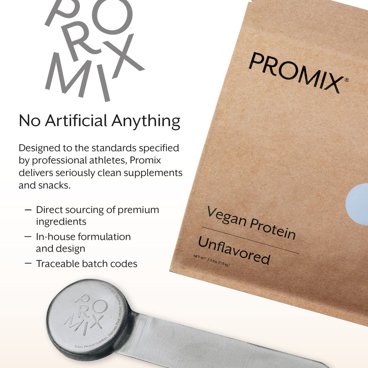 ProMix Nutrition Plant-Based Vegan Protein Powder, Vanilla - Pea Protein & Vitamin B-12 - Post Workout Fitness & Nutrition Shakes, Smoothies, Baking & Cooking Recipes - 2.5 Pound (Pack of 1)