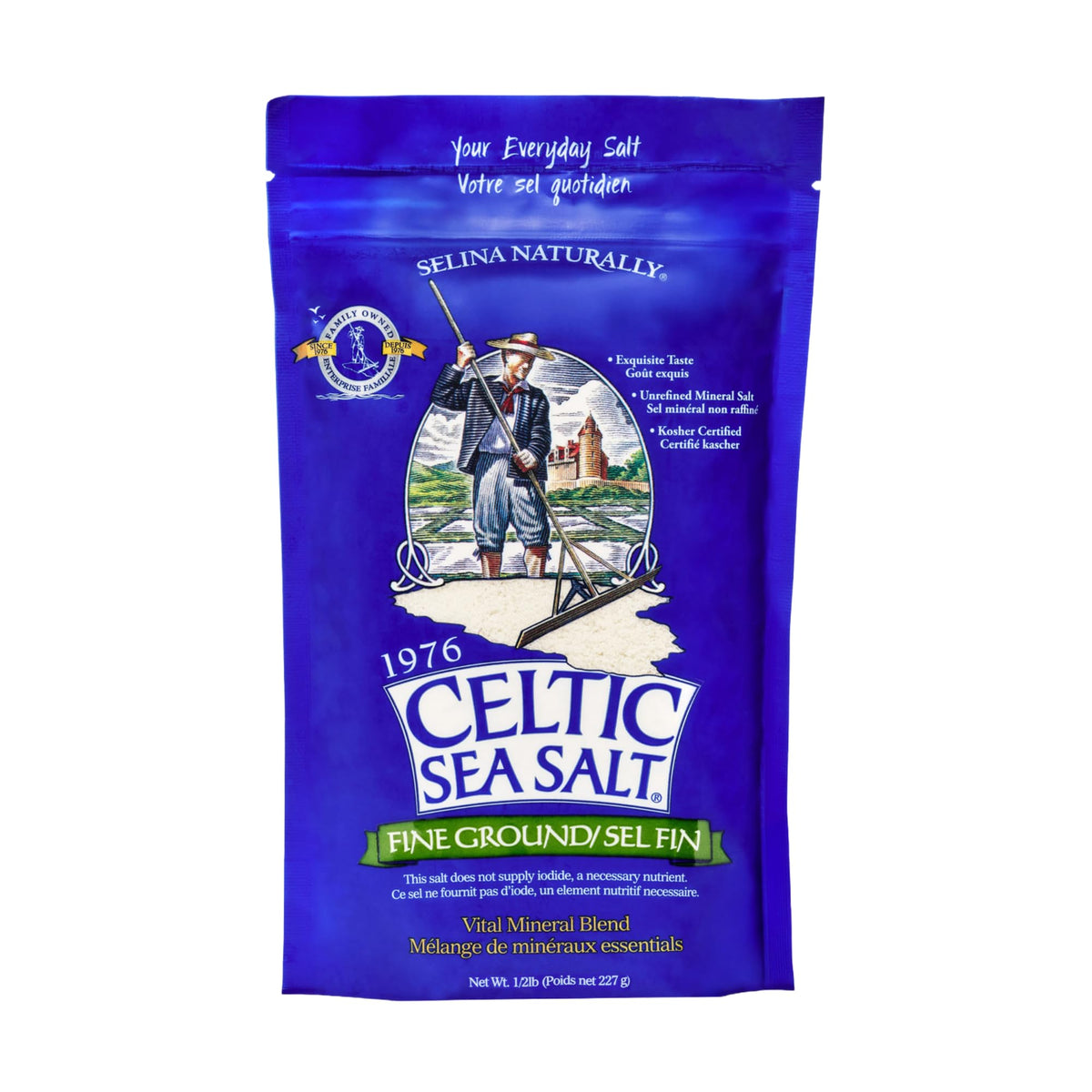 Celtic Sea Salt Fine Ground – Unrefined Mineral Salt, Sustainably Harvested, GMP Certified, Lab Tested – Baking, Cooking, Hydration, Everyday Use – 1 lb Resealable Bag