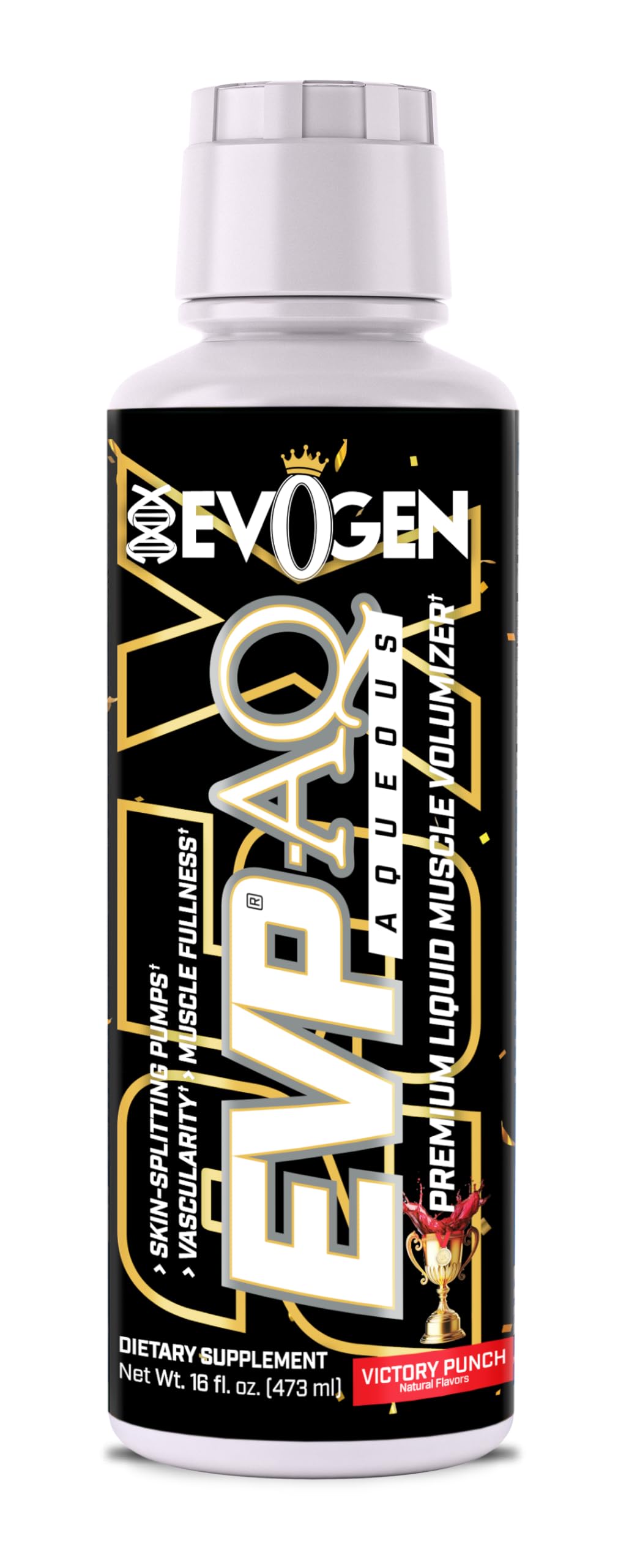 Evogen EVP AQ Liquid Glycerol | Muscle Volumizer | Unflavored | 16 Fl Oz | S7 nitric oxide blend with betaine anhydrous for pumps, vascularity, fullness and hydration; low-stim and clean