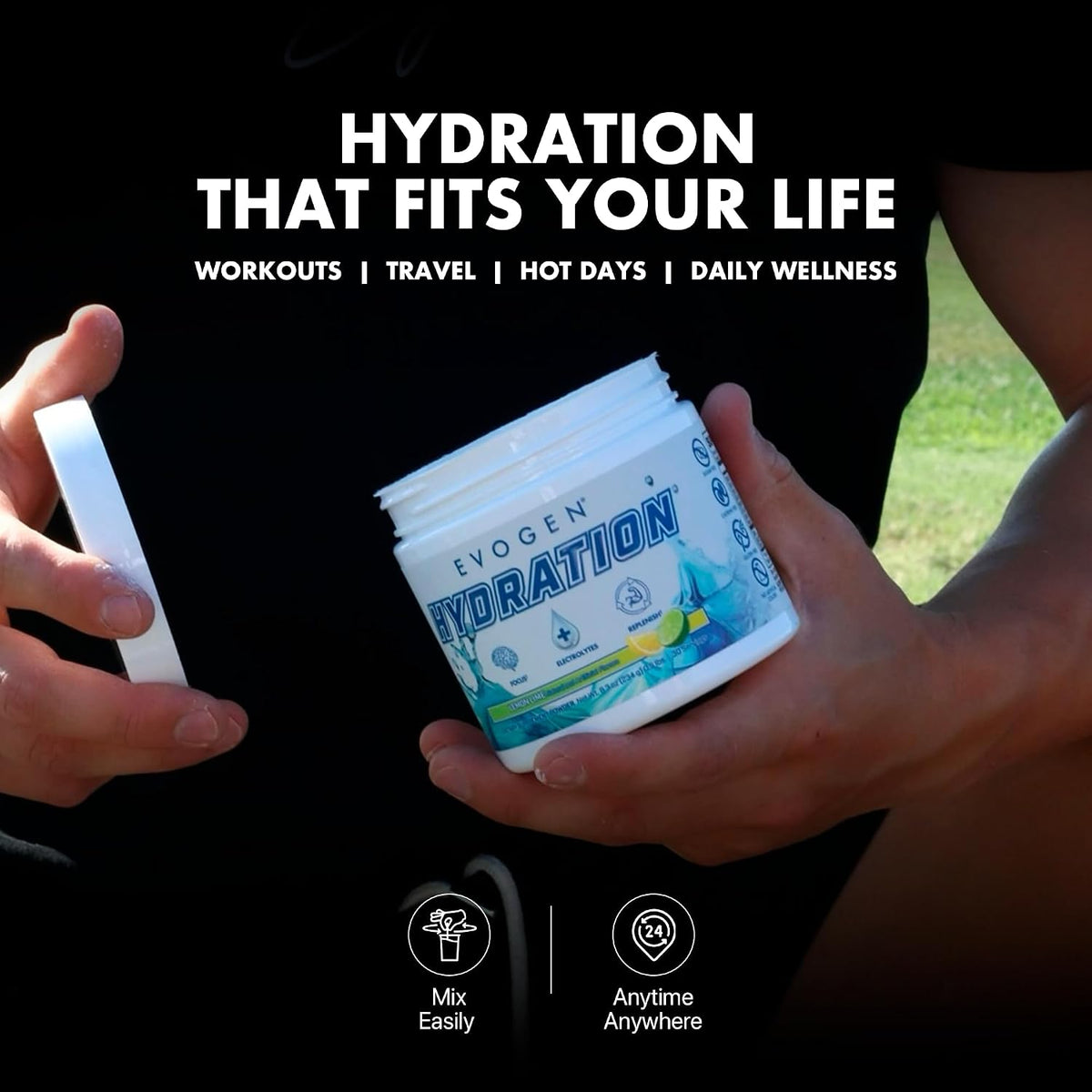 Evogen Hydration Sugar-Free Electrolytes | Lemon Lime | 30 Servings | Potassium, magnesium, sodium, calcium and coconut water with citicoline, taurine and B vitamins for energy and focus