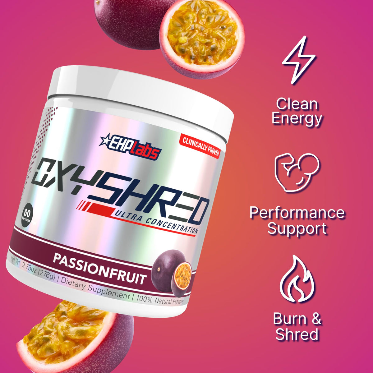 EHP Labs OxyShred Pre Workout Powder - Preworkout Powder with L Glutamine & Acetyl L Carnitine, Energy Boost Drink - Cosmic Blast, 60 Servings