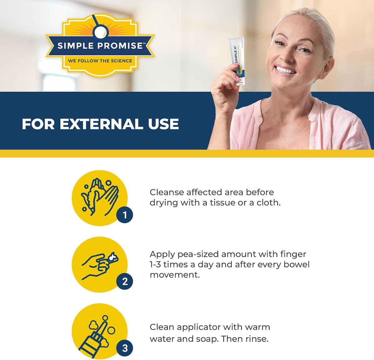 Simple H - Hemorrhoid Cream and Ointment - Internal and External Comfort | Gentle and Fast Absorbing, For Itch and Burning Relief, With 28 Botanicals, Apply Morning and Night, 2 oz Tube