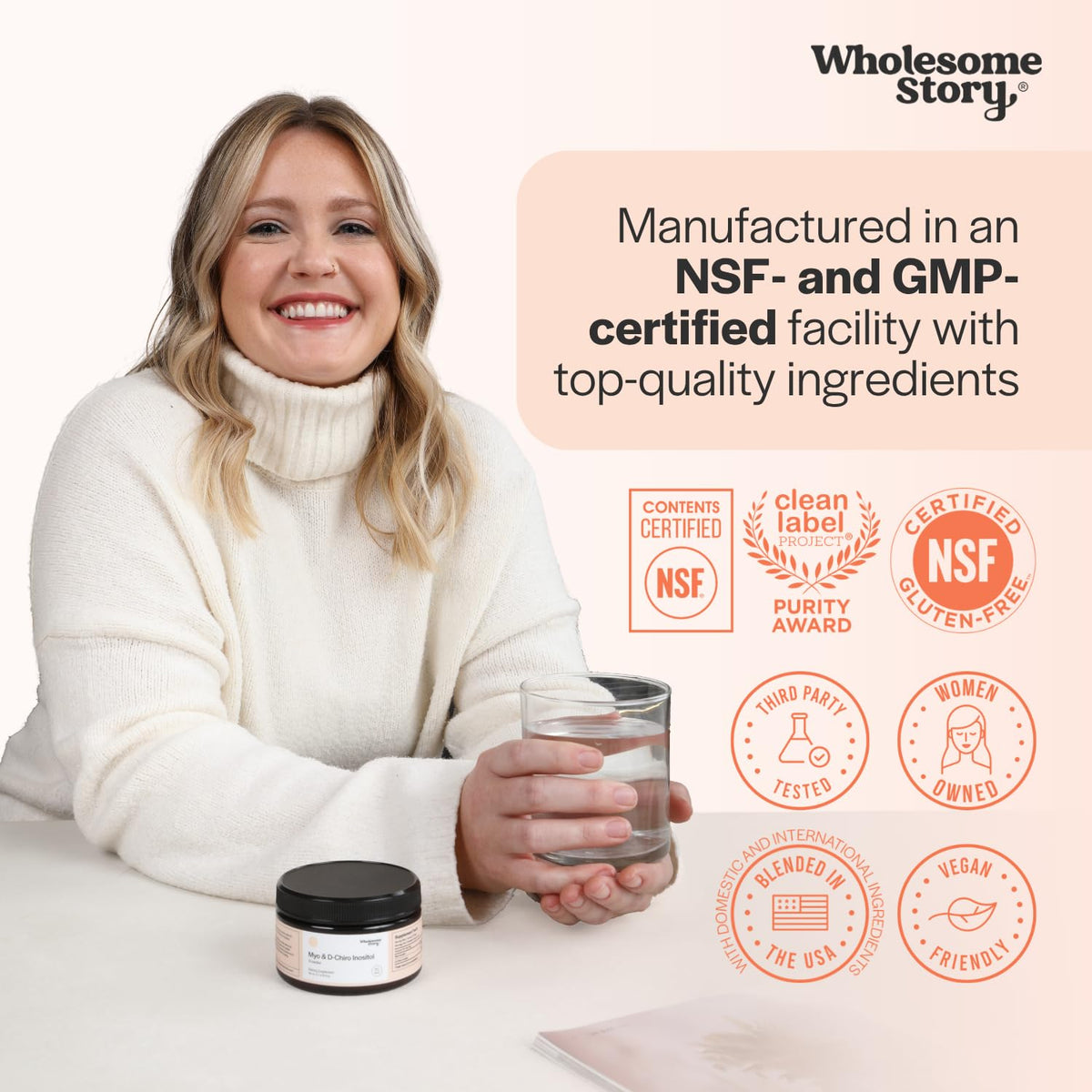 Wholesome Story Myo-Inositol & D-Chiro Inositol Supplement for Women | Fertility Supplements for Hormonal Balance & Ovarian Health Support | Myoinositol | Ideal 40:1 Ratio | 30 Servings