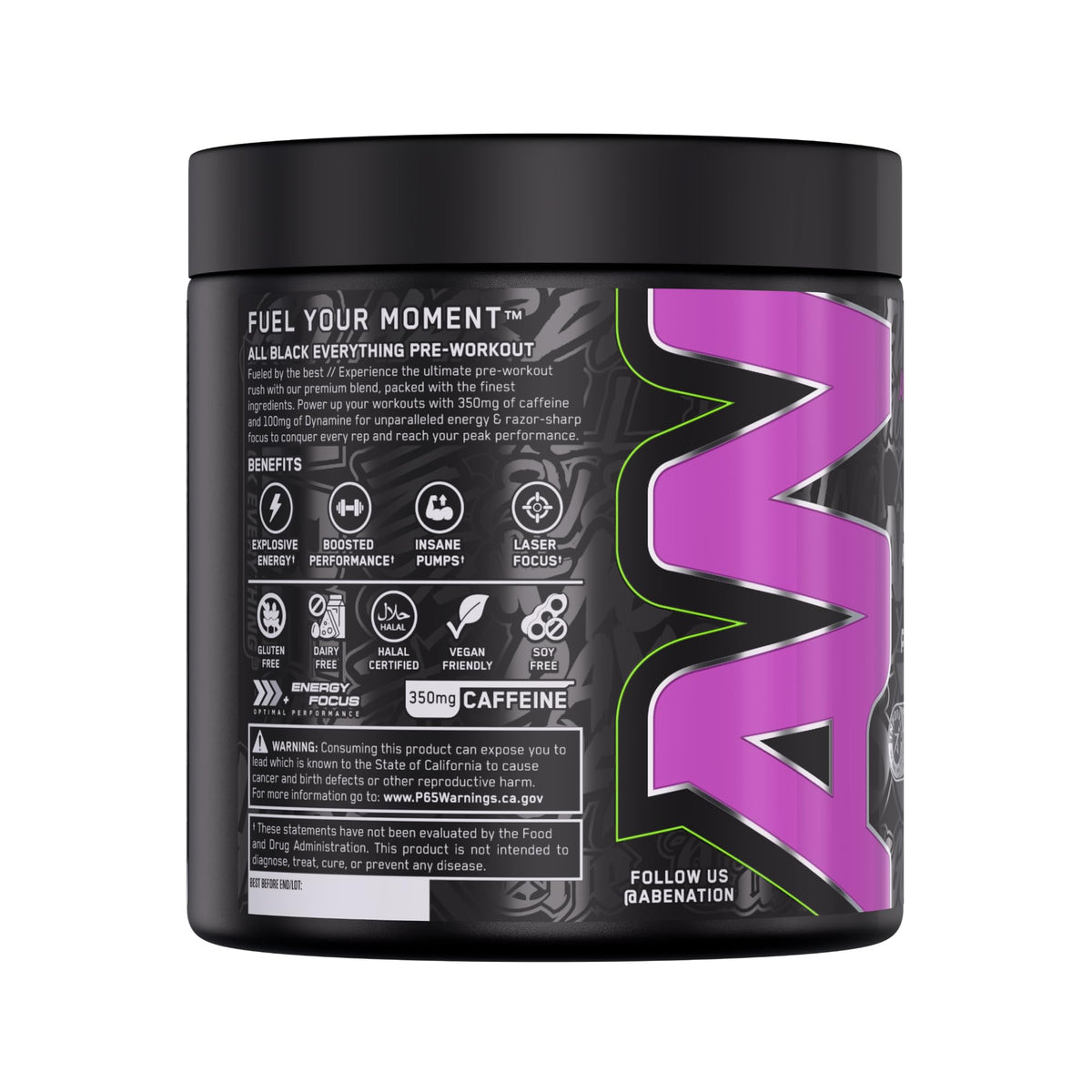 All Black Everything Pre-Workout Powder | Preworkout Energy Drink Mix | 350mg Caffeine | Beta Alanine & Citrulline | Energy Supplement for Men & Women | Baddy Berry | 30 Servings