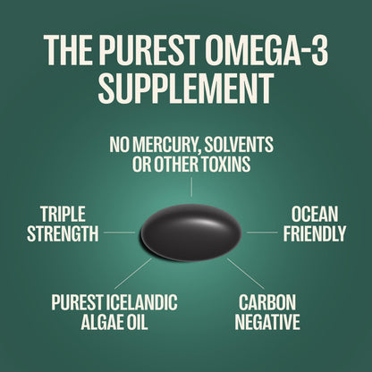 ORLO Prenatal DHA Supplement 1000mg - Mercury & Heavy Metals Free Algae Oil - Icelandic Nordic Omega-3, Mom & Baby Brain Development, No Fishy Aftertaste, 120 Vegan Easy-to-Swallow Mini Softgels & Jar