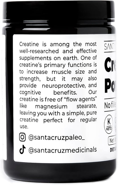 Santa Cruz Paleo, Creatine Monohydrate Powder Micronized, Unflavored Pre Workout and Muscle Support Supplement, Gluten Free Keto, Mix with Water or Shakes, No Fillers or Additives, 80 Servings, 400g