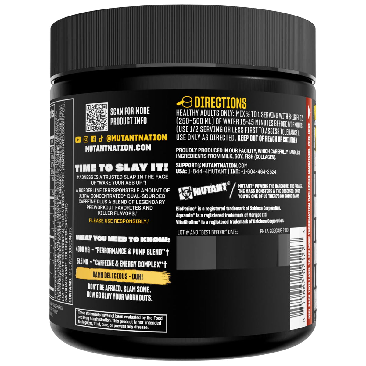 MUTANT Madness, Ultra-Concentrated Pre-Workout, Fruit Punch, 9.52 oz