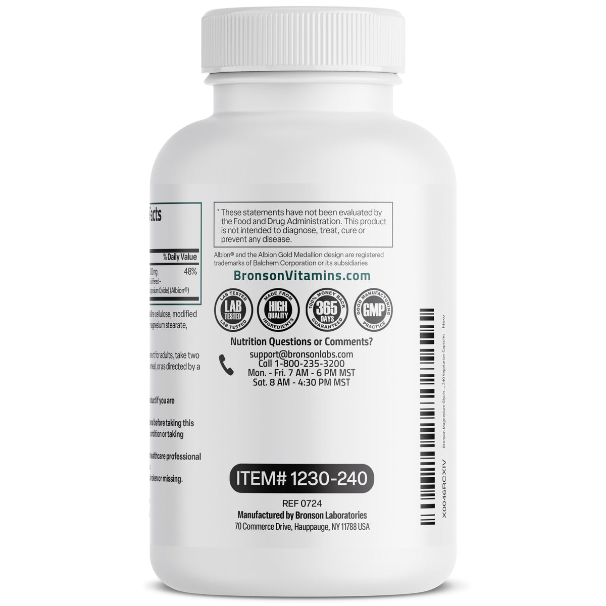 Bronson Magnesium Glycinate 200 MG Chelated High Absorption, 60 Capsules | Stress Relief, Sleep, Heart Health, Nerves, Muscles, and Metabolism Support, Vegetarian, Non-GMO, Gluten Free, Soy Free